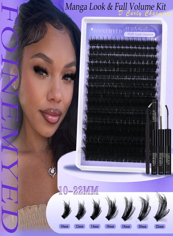 FOINEMYED Spiky Lash Clusters Kit 300D Manga Volume Lash Clusters with Spikes 10-22MM Eyelash Clusters D-Curly DIY Lash Extension Kit Dramatic Spiky Look Eyelash Extension Kit by FOINEMYED - Image 4